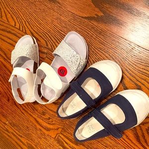Bundle toddler shoes, sandals new toddler 10, navy shoes Janie & Jack size 9 GUC